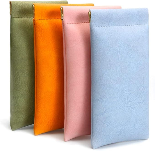 Glasses Case 4 Pack, Eyeglasses Case For Women men, PU Soft Glasses Sunglasses Case Portable Eyewear pouches