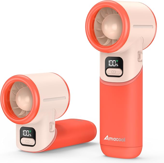AMACOOL Portable Handheld Turbo Fan丨5 Speed Foldable Hand Fans丨Max 20 Hours Runtime丨Rechargeable Mini Pocket Cooling Fan for Travel, Outdoor Activities, Gifts for Women