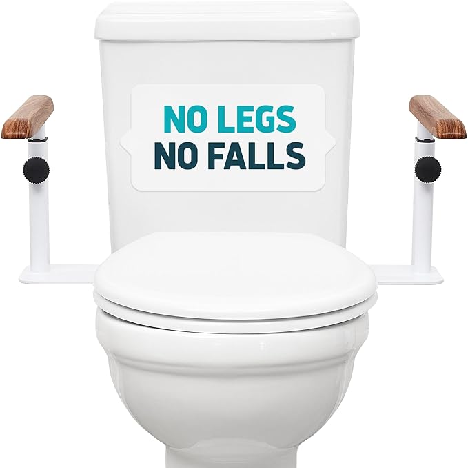 Lunderg Toilet Safety Rails for Seniors - Easy Installation & Super Sturdy Grab Bars Arms - Non-Bulky & Elegant Handicap Toilet Safety Frame - Seat Handles for Elderly, Disabled or Mobility Issues