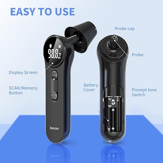 Boncare Thermometer for Adults, Kids, Accurate Digital Forehead Thermometer | Medical Grade FSA-HSA Eligible Touchless Infrared Ear Thermometer, Fever Alarm & Silent Mode, 1s Instant Results