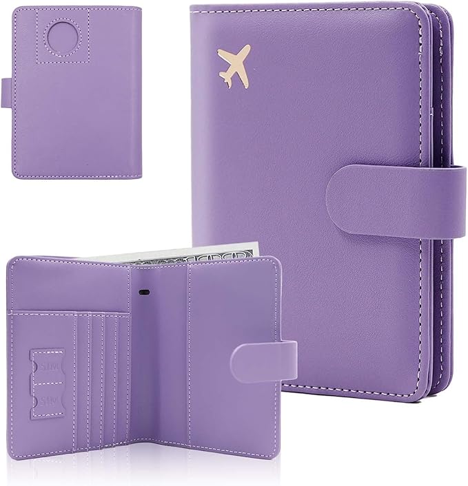 Melsbrinna Premium Leather Passport Holder Covers Case, Waterproof Rfid Blocking Travel Wallet Passport Holder with Pen Holder, Cute Passport Book for Women/Men