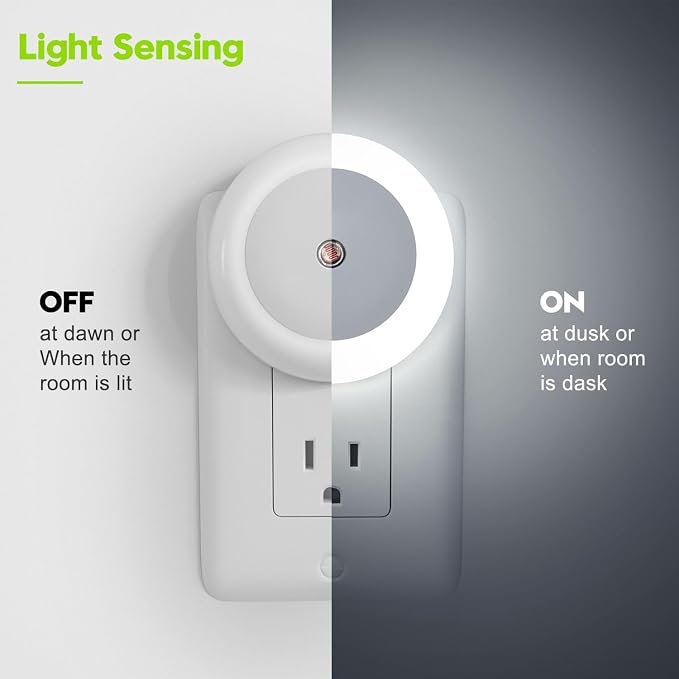 fesnne Night Lights Plug into Wall, Night Light, Dusk to Dawn Sensor, White Led Night Light 0.5W, 8 Pack Nightlight for Adults, Bedroom, Bathroom, Hallway, Kitchen