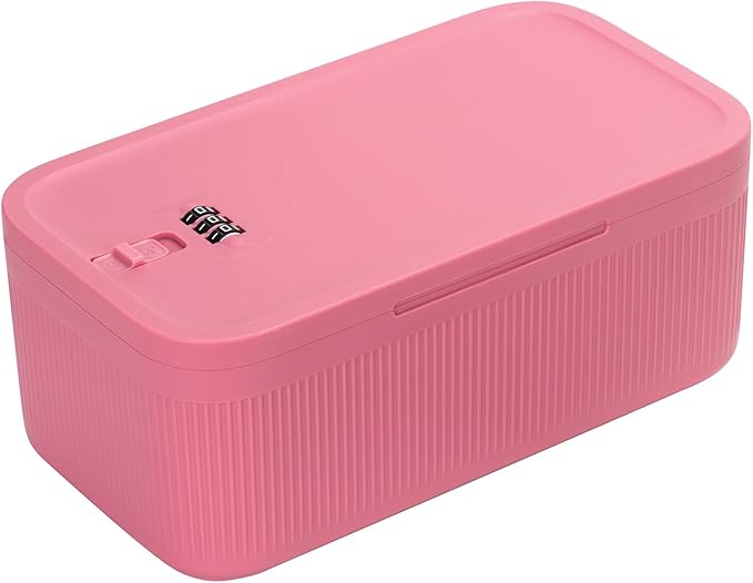 Small Lock Box, 9.25" x 5" x 3.6" Lockable Storage Safe Box for Medicine Phone for Home(Berry)