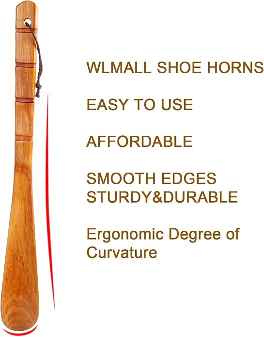 Premium Wooden Shoe Horn, 1 PCS Shoehorns Durable, 13" Long Handle Shoe horns, Lazy Shoe Helper Spoons for Seniors, Kids, Pregnancy, Men, Women