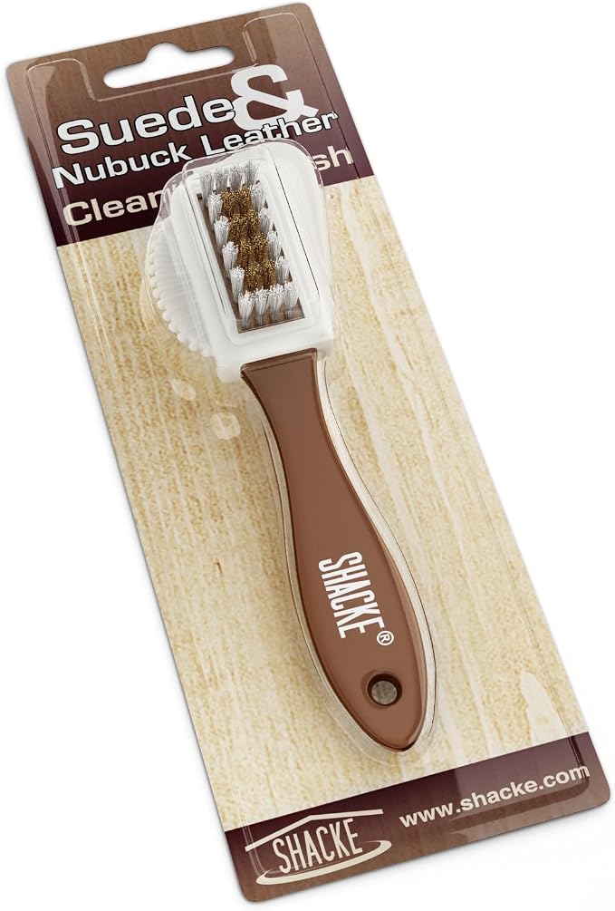 Suede Brush & Nubuck Cleaner – 4-Way Suede Cleaning Brush for Shoes | Suede Shoe Brush & Suede Cleaner — Rubber Bristles, Welts, Nylon/Brass Lift Dirt from Shoes, Boots, Bags & Purses