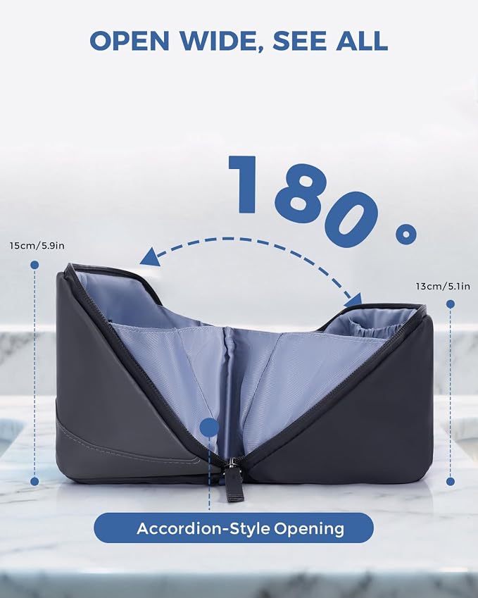 WANDF PU Leather Toiletry Bag for Men, Dopp Kit with Hanging Pouch | Water-Resistant Fabric, Travel Bag for Toiletries, Compact Storage, Shaving Accessories, Weekend Trips