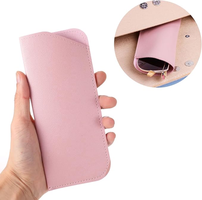 Glasses Cases, 6 Pcs Leather Reading Eyeglasses Case Slim Soft Sunglasses Pouch Spectacles Storage Bag for Women Men Kids