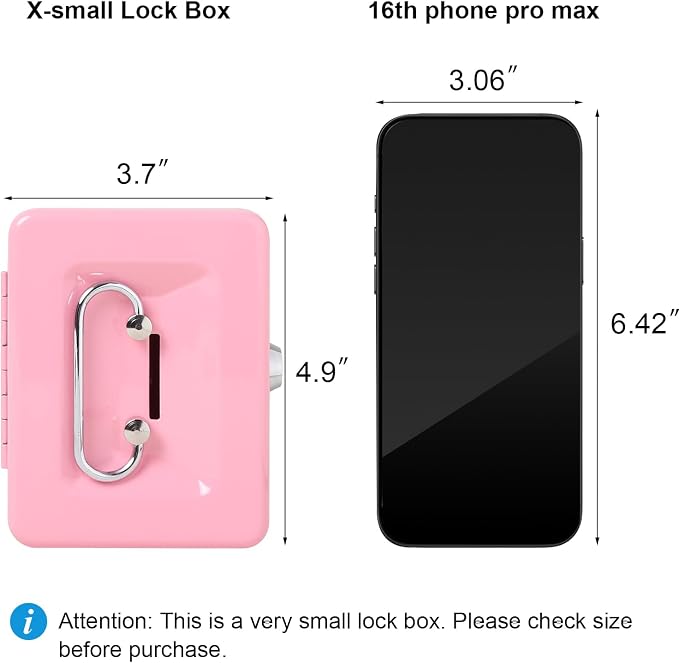 Jssmst Small Cash Box with Lock and Slot, Metal Coin Piggy Bank for Adults and Kids, Pink Locking Money Box
