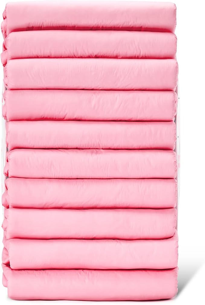Littleforbig Adjustable Tapes Adult Diaper 10 Pieces - ABDry Ultra Absorbent Diapers 6500 mL Pink (Large 36"-48")