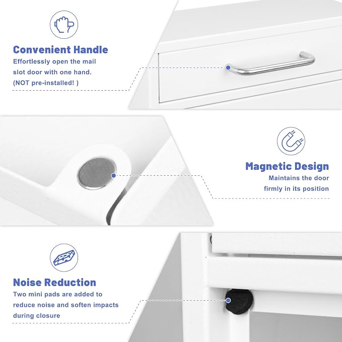KYODOLED Locking Wall Mount Mailbox for Outside, Drop Box, X-Large, White | Heavy-Duty Steel, Outdoor Mail Box with Key Lock, Large Capacity, Home, Office & Apartment Use, 16.2H × 11.2L × 4.6W In