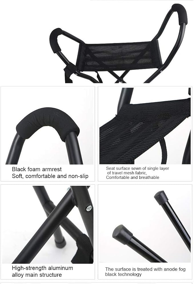 Foldable Cane seat, Foldable Travel seat Cane Stool Portable Lightweight Walking Chair with seat Travel Stool Cane Travel Stool Cane for Seniors Walking Stick with seat Load 113kg