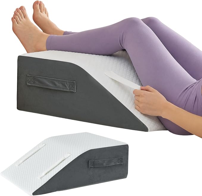 Yojoker Leg Elevation Pillow Blood Circulation, Memory Foam Wedge Pillow for Legs Swelling, Leg Elevation Pillows for After Surgery, Knee Wedge Pillow for Sleeping Back Hip Ankles Relief Dark Grey