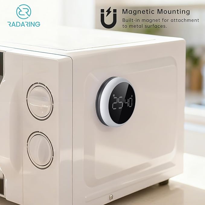 White Quick Que Kitchen Timers, Visual timers Large LED Display Magnetic Countdown Countup Timer for Classroom Cooking Fitness Baking Studying Teaching, Easy for Kids and Seniors (White)