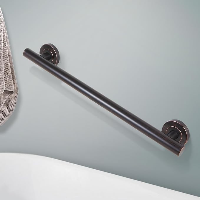 Lava Odoro Shower Grab Bar, Modern Stainless Steel Handicap Grab Bar for Bathtubs and Showers, Shower Safety Bar for Seniors Disabled, ADA-Compliant (Oil Rubbed Bronze, 18 Inch)