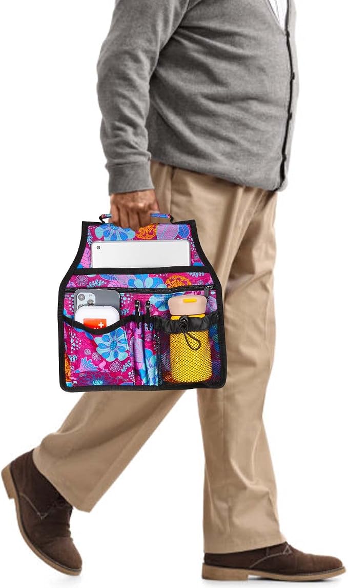 supregear Side Walker Bag, Walker Accessories Bag w/Cup Holder, Folding Walker Basket Waterproof Walker Organizer Caddy Pouch for Most Walker with Side Bar for Seniors, Elderly, Double Sided