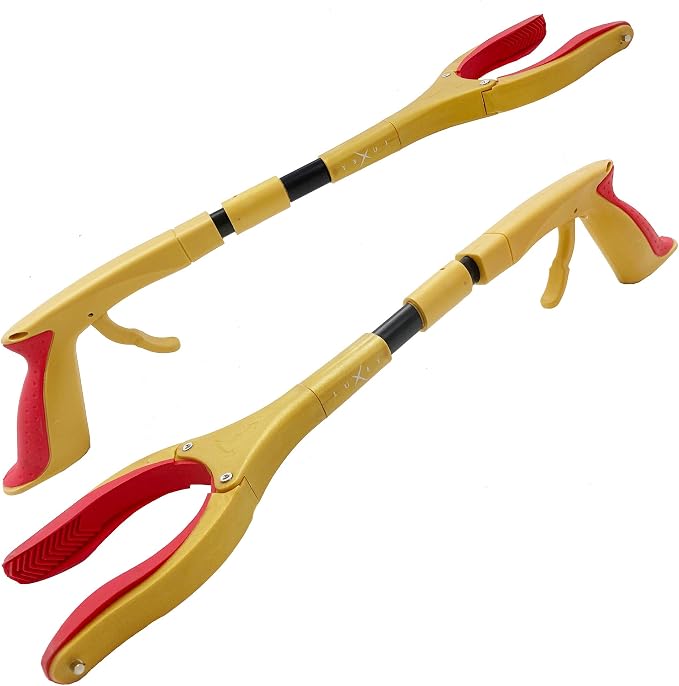 Grabber Reacher Tool - Latest Version Luxet 19 Inch Gold&Black, Foldable Pick Up Stick - Strong Grip Magnetic Tip - Heavy Duty Trash Picker Claw Reacher Grabber Tool Elderly Wheelchair Mobility Aid