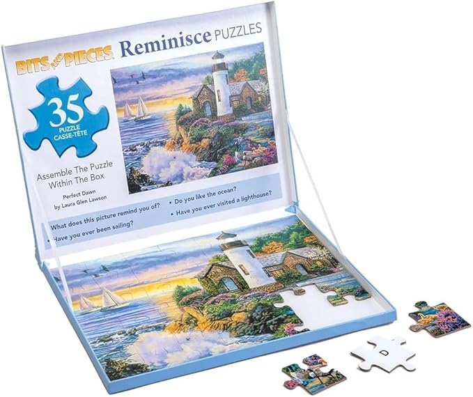 Bits and Pieces Large Piece Puzzles for Seniors, 10 in. x 13 in. Perfect Dawn Puzzle - 35 pc Extra Large Pieces Puzzles for Dementia Seniors, Alzheimer Puzzle Memory Aids for Seniors with Dementia