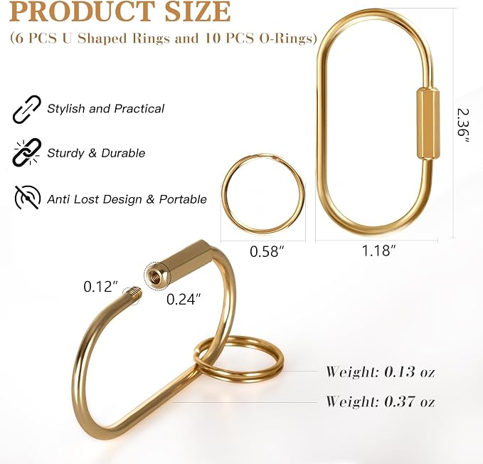 Muitcdo Brass Key Rings Bulk, Key Chain Organizer Holder for Men Women with Secure Screw Locking