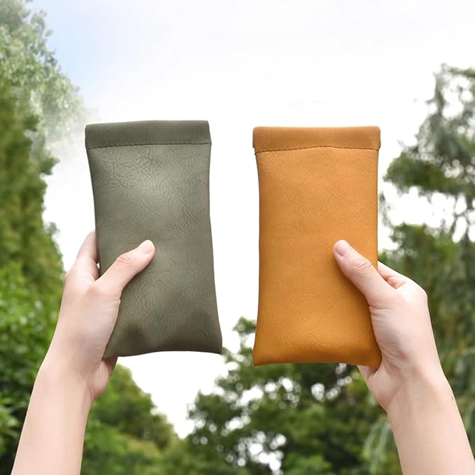 3 Pack Leather Eyeglasses Cases PU Soft Sunglasses Pouch Squeeze Top Portable Glasses Cases for Men Women