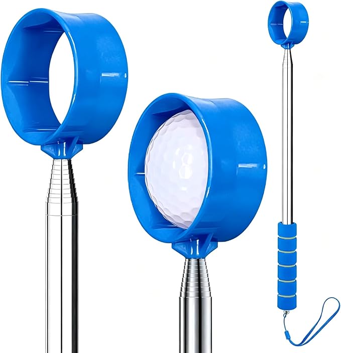 Golf Ball Retriever Telescopic, 9Ft Golf Ball Retriever for Water, Professiona Stainless Steel Ball Retriever Tool Golf, Light Weight Double Sided Golf Ball Grabber, Golf Accessories Gifts