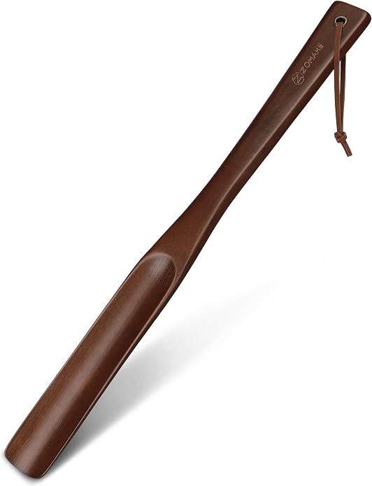ZOMAKE Wooden Shoe Horn Long Handle for Seniors Men Women 16.5"/16.9" | Wood Long Shoehorn Boot Horn, Shoe Spoon Helper, Shoes Protection, No Bend Over, Easy Shoe Wear for Home Use