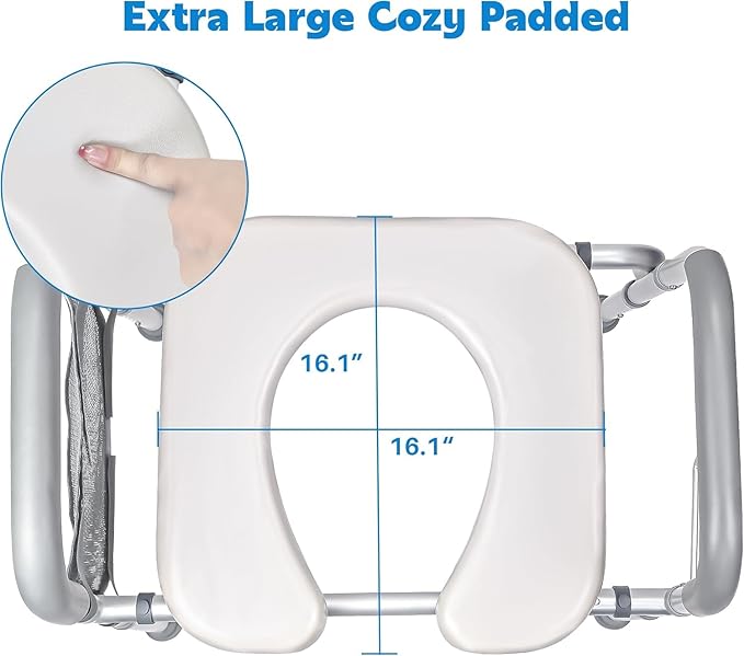 Raised Toilet Seat with Handles, Toilet Seat Risers for Seniors Width and Height Adjustable Raised Toilet Seat with Handles for Elderly