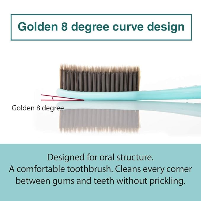 WANGTA Toothbrush 4pcs, Twice as Wide as Regular Brush Head, Wide Toothbrush, Long Brush Head, More Comfortable and Easier Brushing (Black Brush)