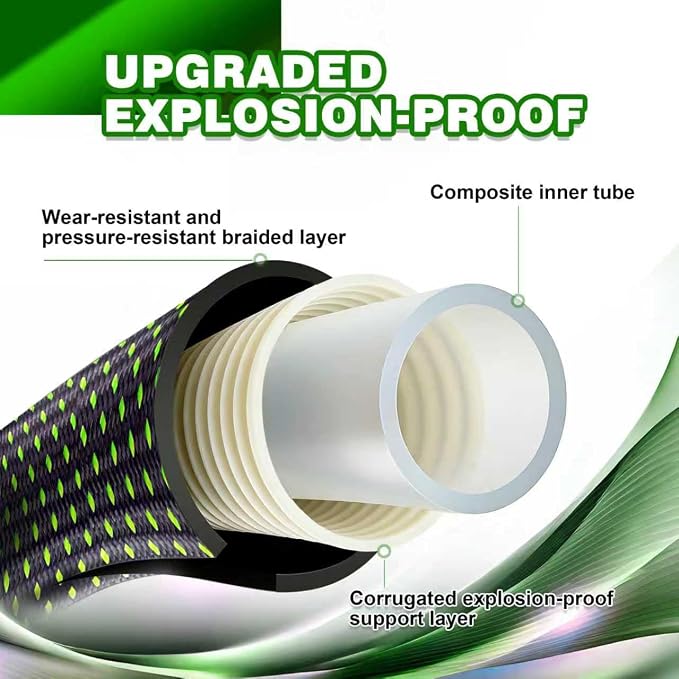 25ft Lightweight Non-Expandable Garden Hose with 10-Pattern Nozzle - Anti-Kink, Durable Triple-Layer Construction, Flexible All-Weather Hose for Watering, Car Wash, Pet Bathing