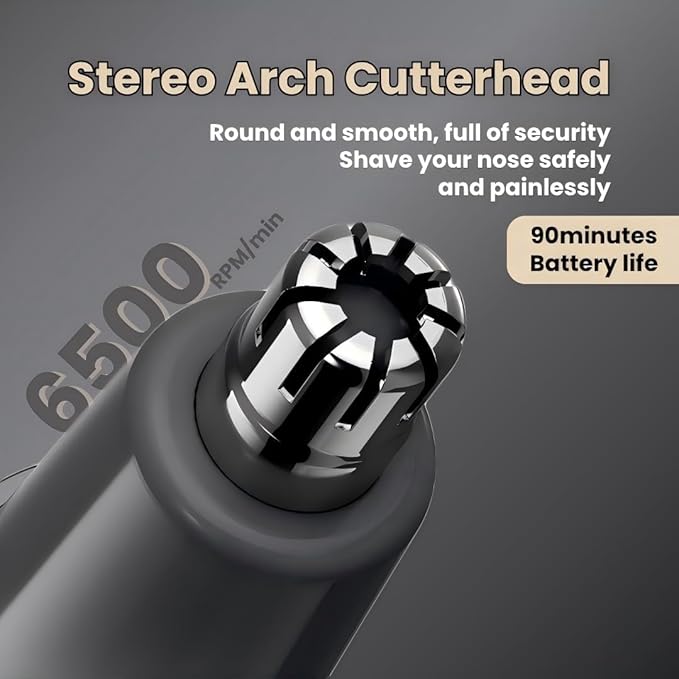 Rechargeable Ear and Nose Hair Trimmer for Men Women, Professional Hypoallergenic 3IN1 Eyebrow & Facial Hair Trimmer, Gentle Dual Blades, USB-Type C Fast Charge, Portable with Detachable Head