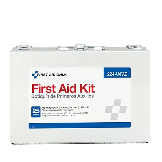 First Aid Only 224-U/FAO OSHA-Compliant 25-Person Emergency First Aid Kit for Office, Home Renovation, Job Sites, and Construction Vehicles, 106 Pieces