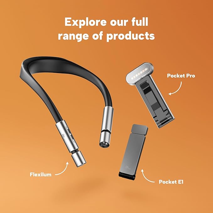 86lux Book Light, Rechargeable Reading Lights for Books in Bed, Ultralight Clip-on LED Bookmark Lamp with 3 Amber Colors & Stepless Dimming for Night Reading for Book Lovers, Kids, Papaya Orange