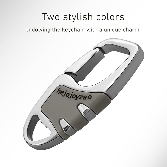 Keychain Carabiner Clip,Heavy Duty Belt Loop Car Key Ring Holder | Durable metal build, mens EDC accessory, 4 key rings, secure locking D-ring, fits belt loops, holds home, car key fobs
