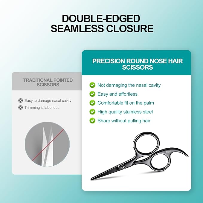 4.72-inch Professional Nose Hair Scissors,with rounded heads, Suitable for personal care, facial hair trimming, as well as ear, eyebrow, beard (black)