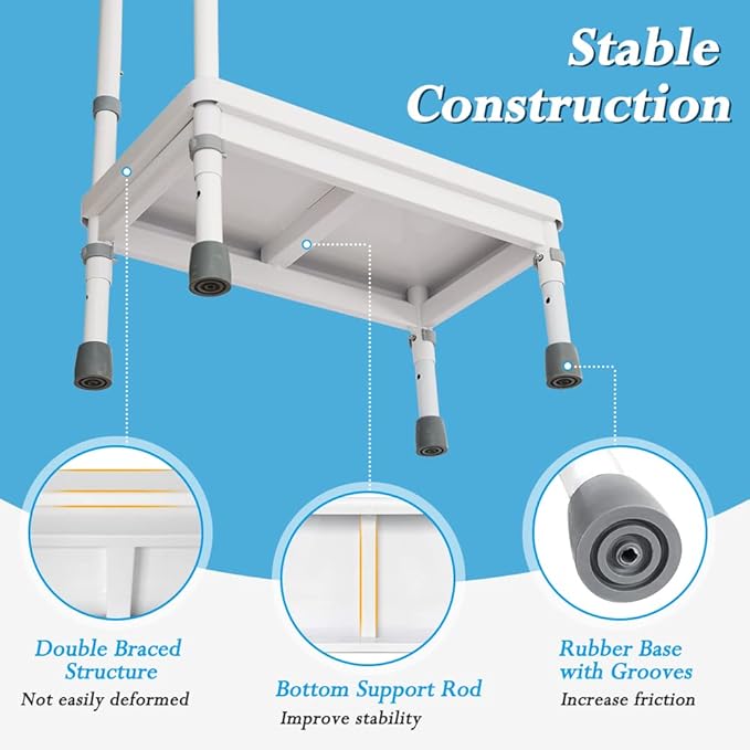 Bedside Steps for High Beds for Elderly Adults One Step Stool with Handle SUV Car Stepping Stool Seniors Stand Assist Aid Medical Heavy Duty 400lb Wide Platform Footstools for Bedroom Bathroom