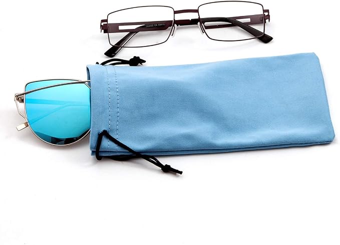 TRIUMPH VISION Glasses Case Soft Eyeglass Case Sunglass Pouch Cloth 3 Pack | Thick Microfiber Pouch Drawstring Pouch Eye Glass Bag Sunglasses Sleeve Storage, Lens Protection Cover,Cleaning Lens Screen