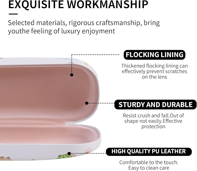 PERFECTSIGHT Hard Shell Eyeglasses Case, Kawaii Protective Glasses Case for Kids, Cute Eyeglass Case for Women Men Girls
