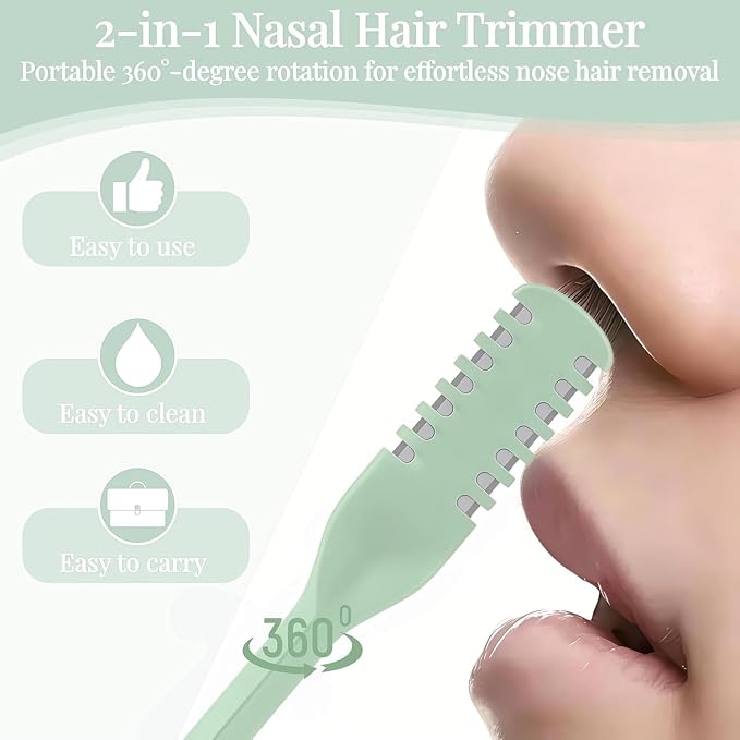 2026 Upgraded 2-in-1 Nasal Hair Cutter, 360° Rotating Double-Sided Blade, Washable Portable Grooming Tool for Men & Women, Travel Essential (Colorful-5PCS)