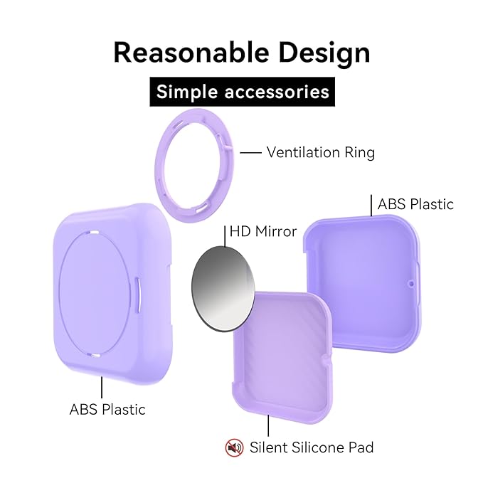 HEMILAB® Retainer Case, Slim Aligner Case with Vent Holes, Compatible with Invisalign, Mouth Guard Case with Mirror, Cute Orthodontic Retainer Case with Retainer Removal Tool and Brush, Purple