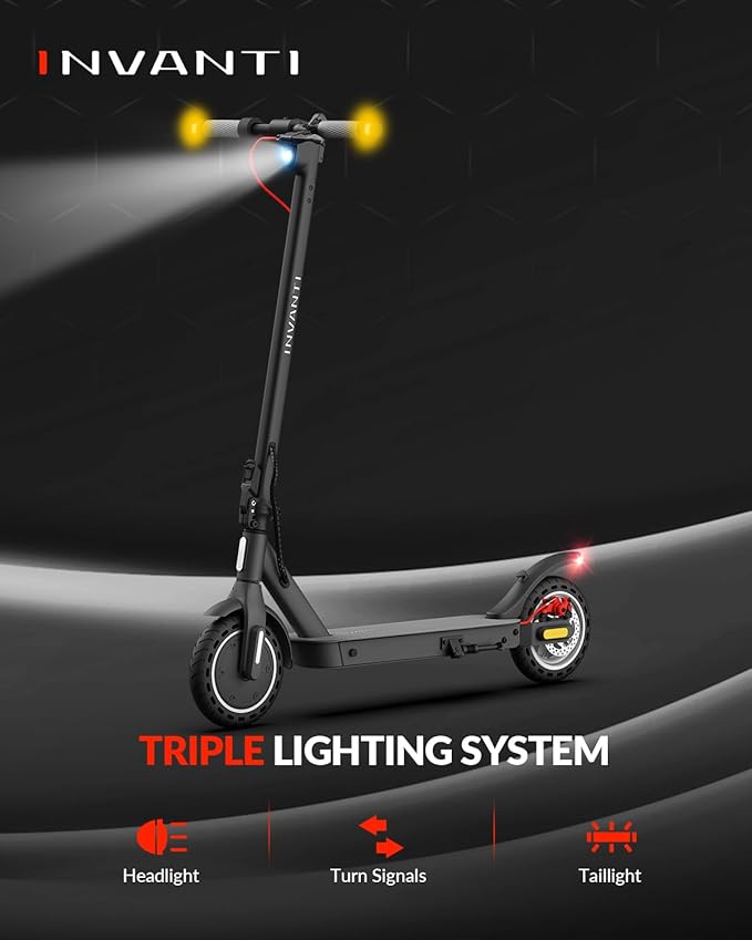 INVANTI E30 Adult Electric Scooter, Max 20Miles & 18 MPH, 350W Motor, Turn Signals, Smart APP, 8.5" Solid Tires, Foldable Commuter Electric Scooter for Adult with Rear Suspension and Dual Brakes