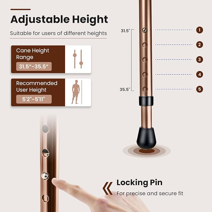 S AFSTAR Walking Cane with Seat, Height Adjustable Cane Chair with LED Light & Retractable 3 Legs, Portable Anti-Slip Seat Cane, Heavy Duty Walking Stick Chair for Seniors Elderly