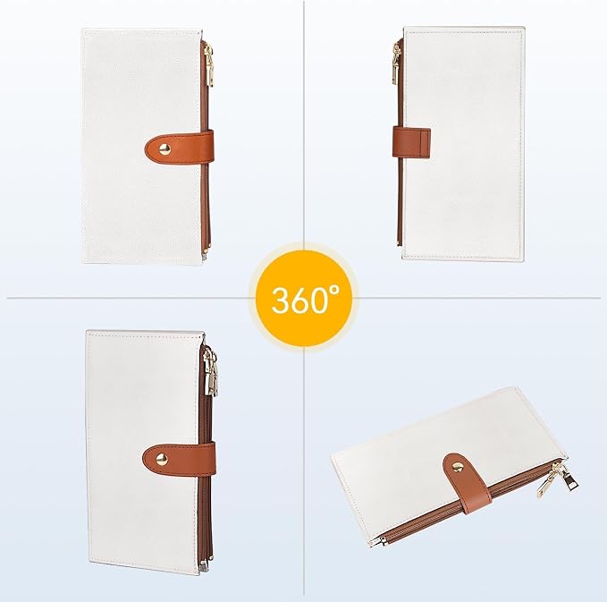 Travelambo Leather Wallets for Women Slim RFID Blocking Bifold Credit Card Holder Wallet | Large Capacity, 16 Card Slots & ID Window, 2 Zipper Pockets, Dual Snap Closure, Slim Lightweight, RFID Privacy Protection