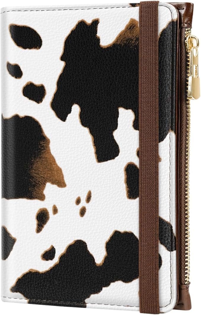 Passport Holder for Travel, RFID Blocking Passport Cover for Women Zipper | Travel Wallets, Passport Book Holder, Credit Card Holder, ID Window,SIM Card Slots, Coin & Tickets Pocket, Cow Print