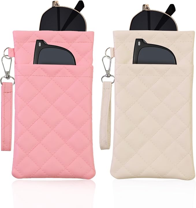 Double Eyeglass Case Soft Dual Glasses Case for Women Men Travel Squeeze Top Sunglasses Cases Eyeglasses Pouch