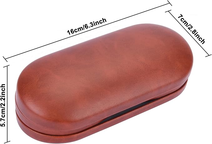 Muf 2 in 1 Contact Lens Case and Glasses Case, Double Sided Design with Mirror, Portable Travel Kit with Tweezer, Remover and Solution Bottle, Brown