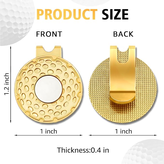Black Gold Golf Ball Marker with Hat Clip, Funny Golf Accessories for Men Women Dad Mom Grandpa Golf Lover