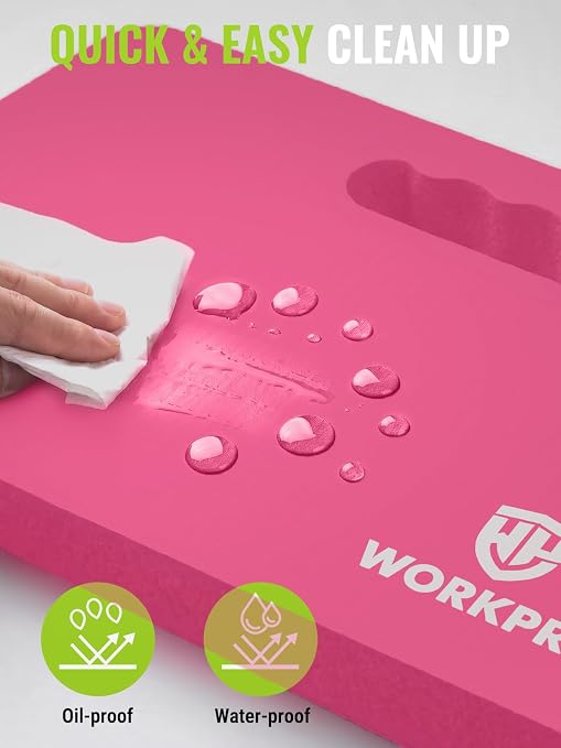 WORKPRO Extra Thick Kneeling Pad, Pink, 17.5 x 11 x 1.5 in, Pink | Soft NBR Foam Cushioning for Knee, Large Foam Kneeler Mat, For Gardening, Bathing Baby, Exercise, Workout Supplies