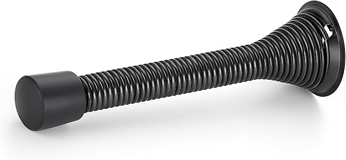 Ravinte Door Stoppers, 12 Pack Black Spring Door Stops with Rubber Bumper, Door Stoppers for Bottom of Door