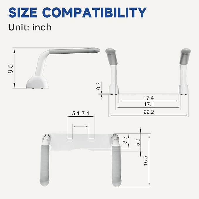 PETOUCH Toilet Safety Rails for Seniors, Heavy Duty Toilet Rails with Foldable Handles, Space-Saving Toilet Assist Arms, Toilet Bars for Elderly, Pregnant, Mobility Impaired, Support Up to 480LBS