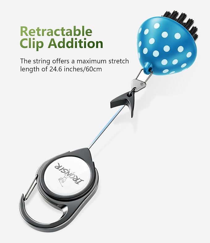 Mini Golf Club Brush Cleaner with Retractable Clip, Cool Golf Accessories for Men/Women Golf Stuff Golf Gadgets Unique Golf Golf Gifts for Men