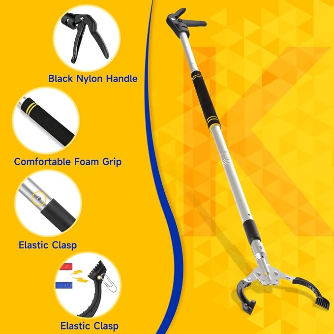 Grabber Reach-er Tool Heavy Duty Aluminum Alloy, Pick Stick Grabber 53 Inch, Folding Reaching Stick for High Shelves, Litter Pickup, and Elderly Daily Use (53inch)